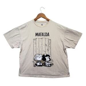 Mafalda by Quino Rare Beige Friend T Shirt Made In Italy S Comic Strip Tee sz S